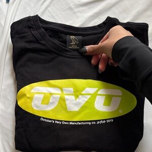 OVO Black Tee with Neon Yellow Logo unisex